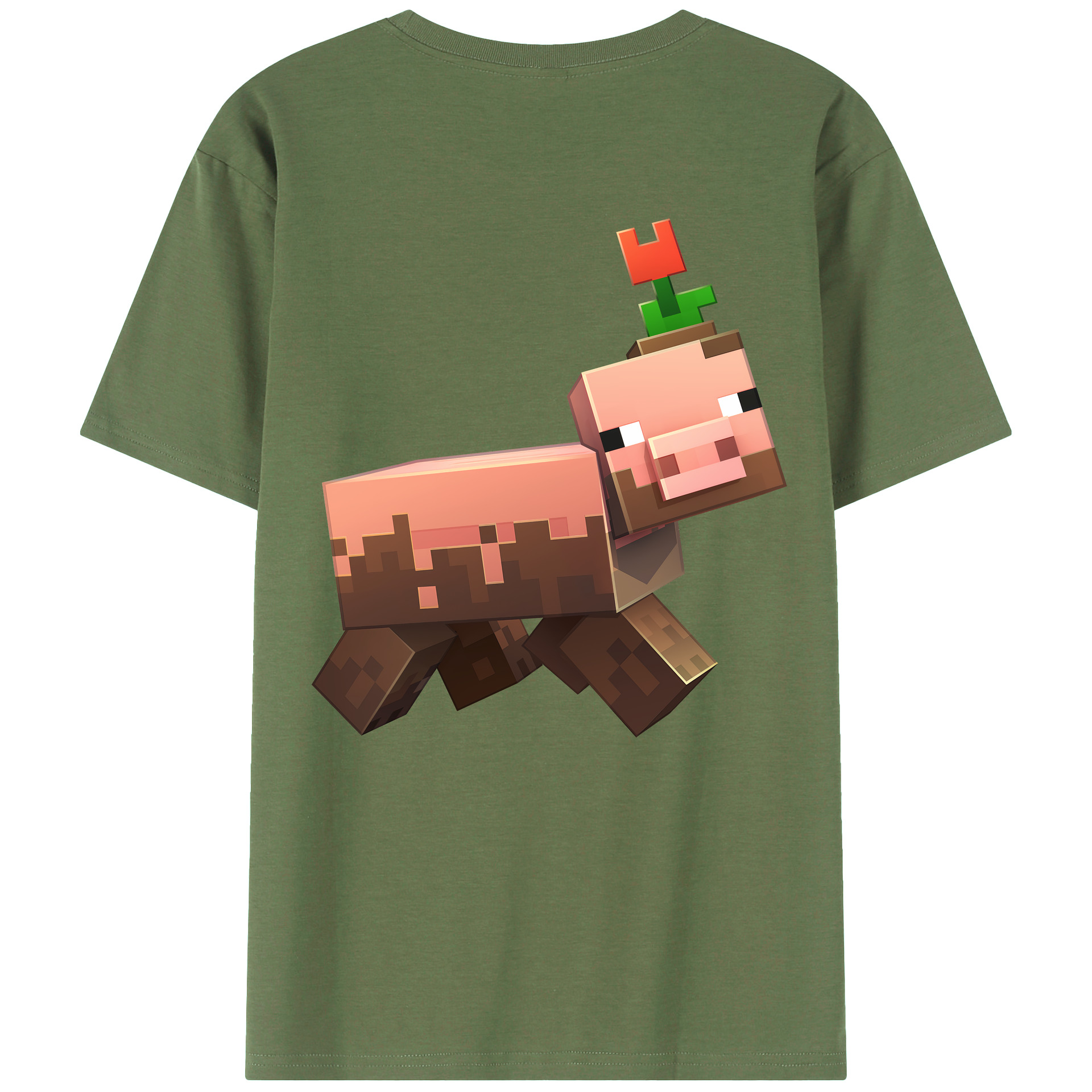 （画像用） マインクラフト ブロックの世界 Minecraft MC Block world 綿100％ メンズ半袖Tシャツ（バックプリント） 通気性